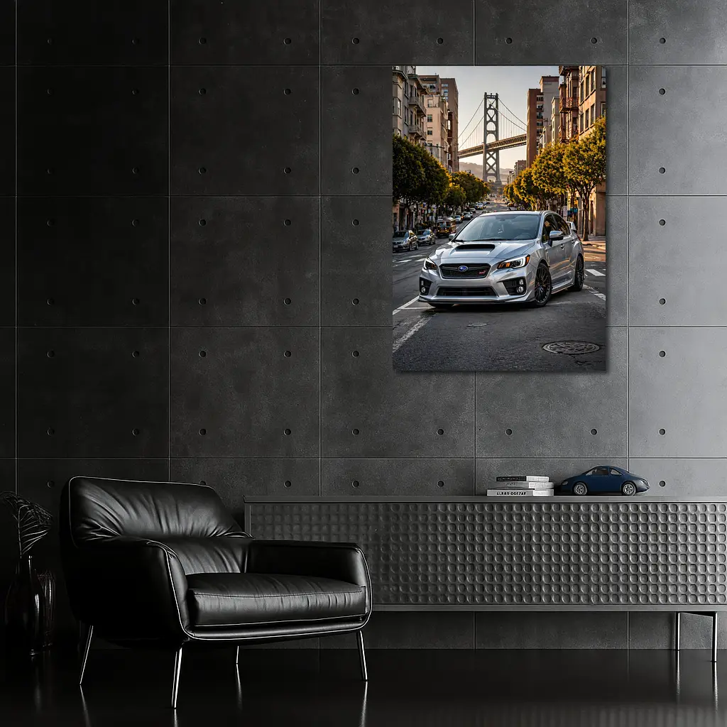 Subaru WRX STI Silver San Francisco Street – Wall Art