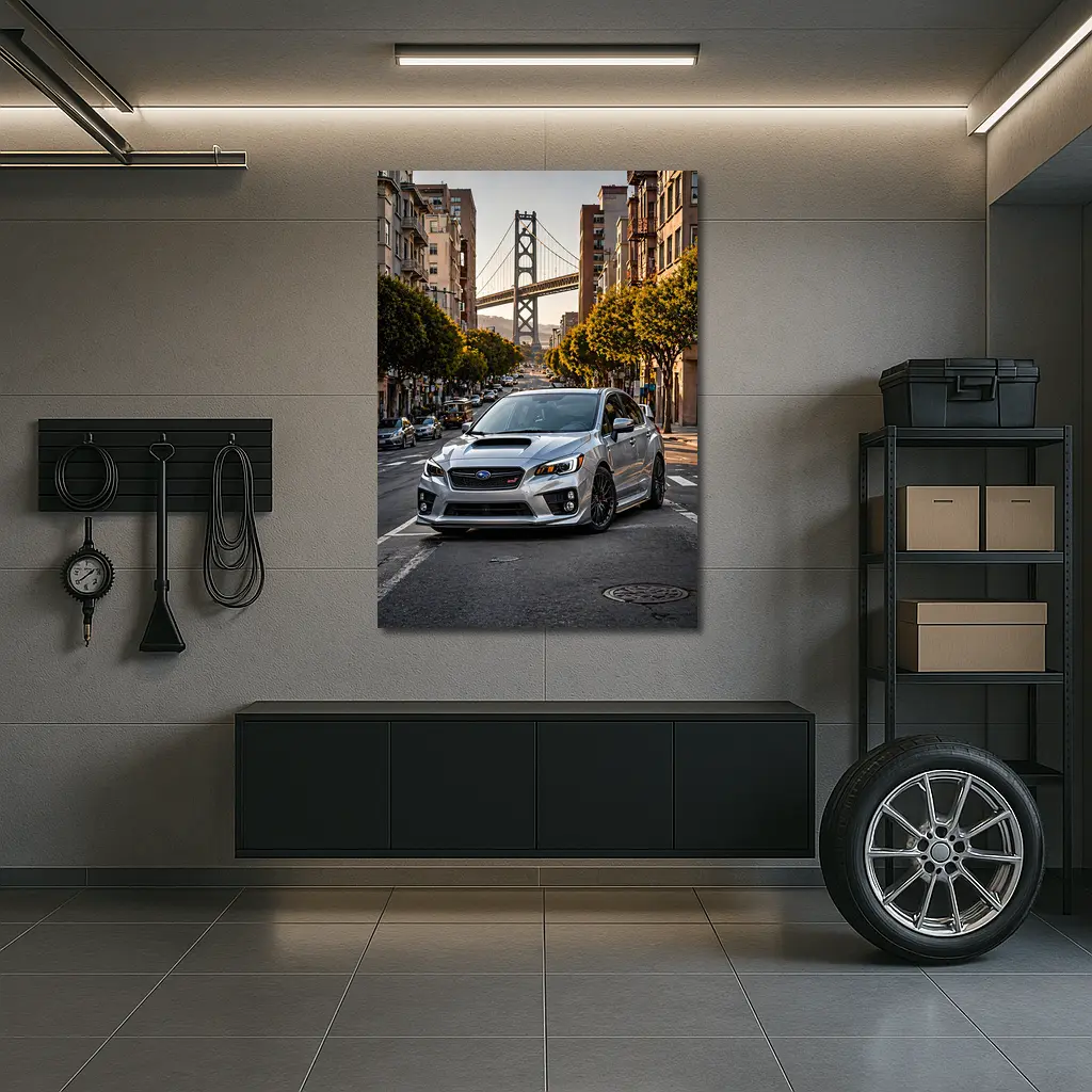 Subaru WRX STI Silver San Francisco Street – Wall Art