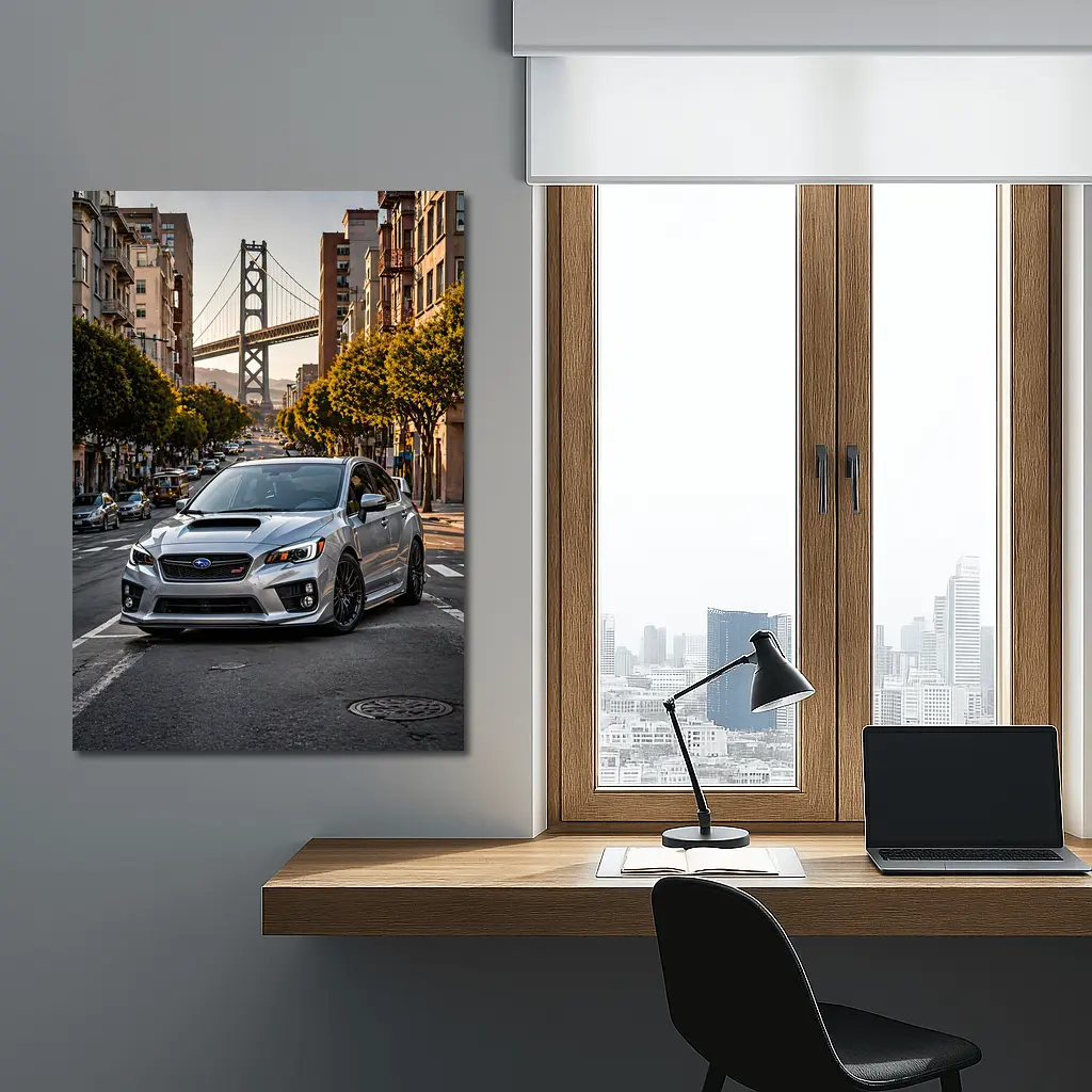 Subaru WRX STI Silver San Francisco Street – Wall Art