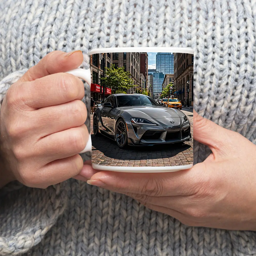 Toyota Supra Gray Sports Car City Street – Mugs