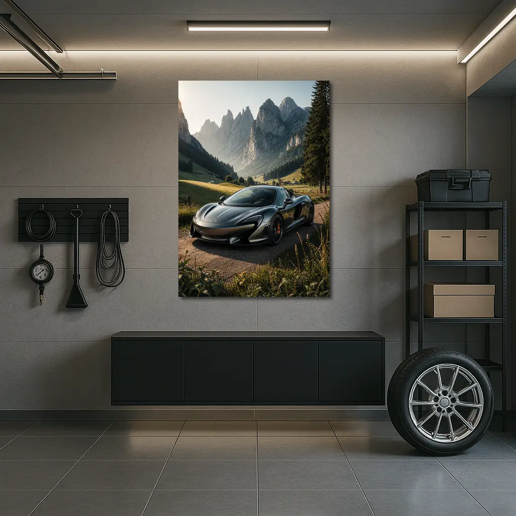 McLaren 570S Gray Supercar Mountain Valley – Wall Art