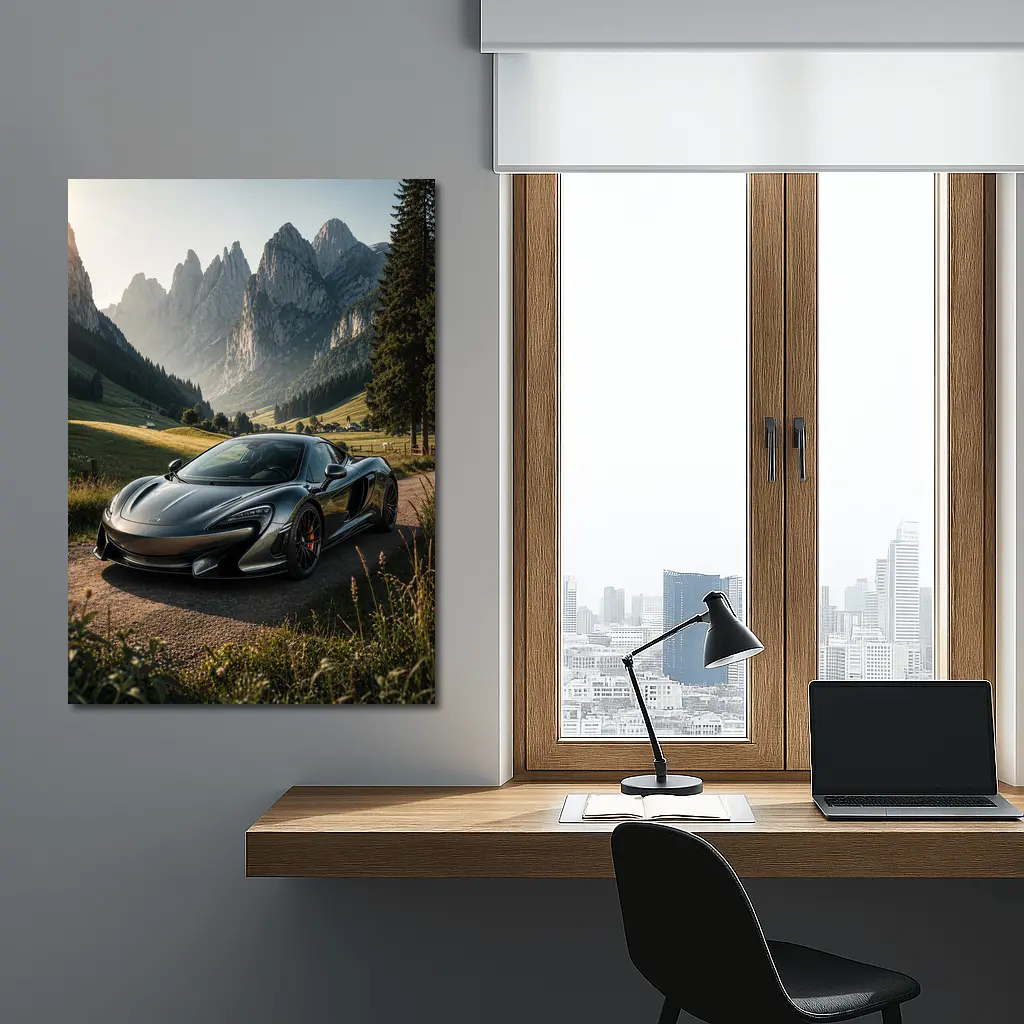 McLaren 570S Gray Supercar Mountain Valley – Wall Art