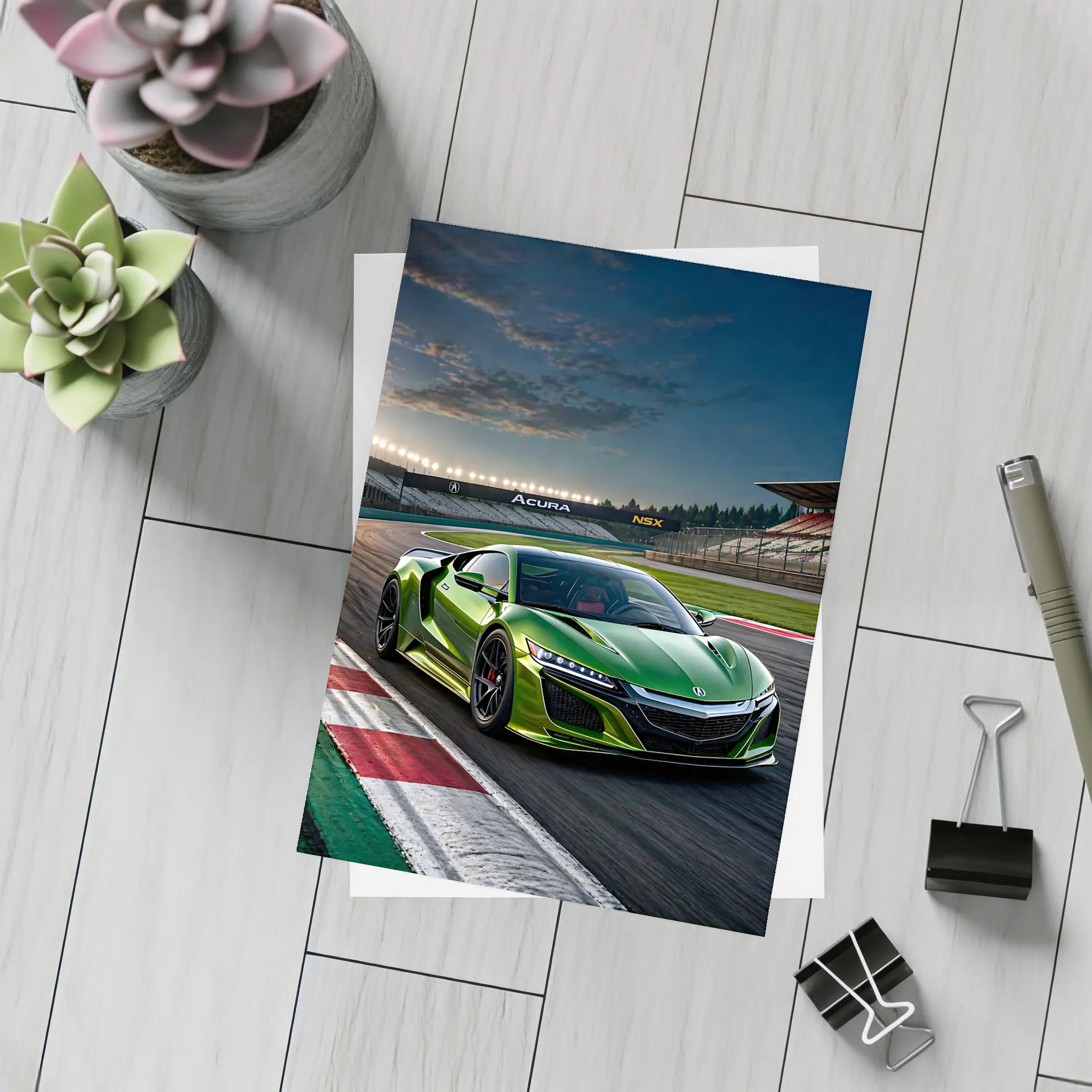 Acura NSX Green Sports Car Race Track – Postcards