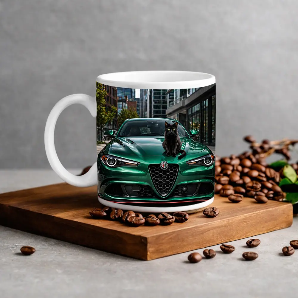 Alfa Romeo Giulia Black Cat City Street – Mugs