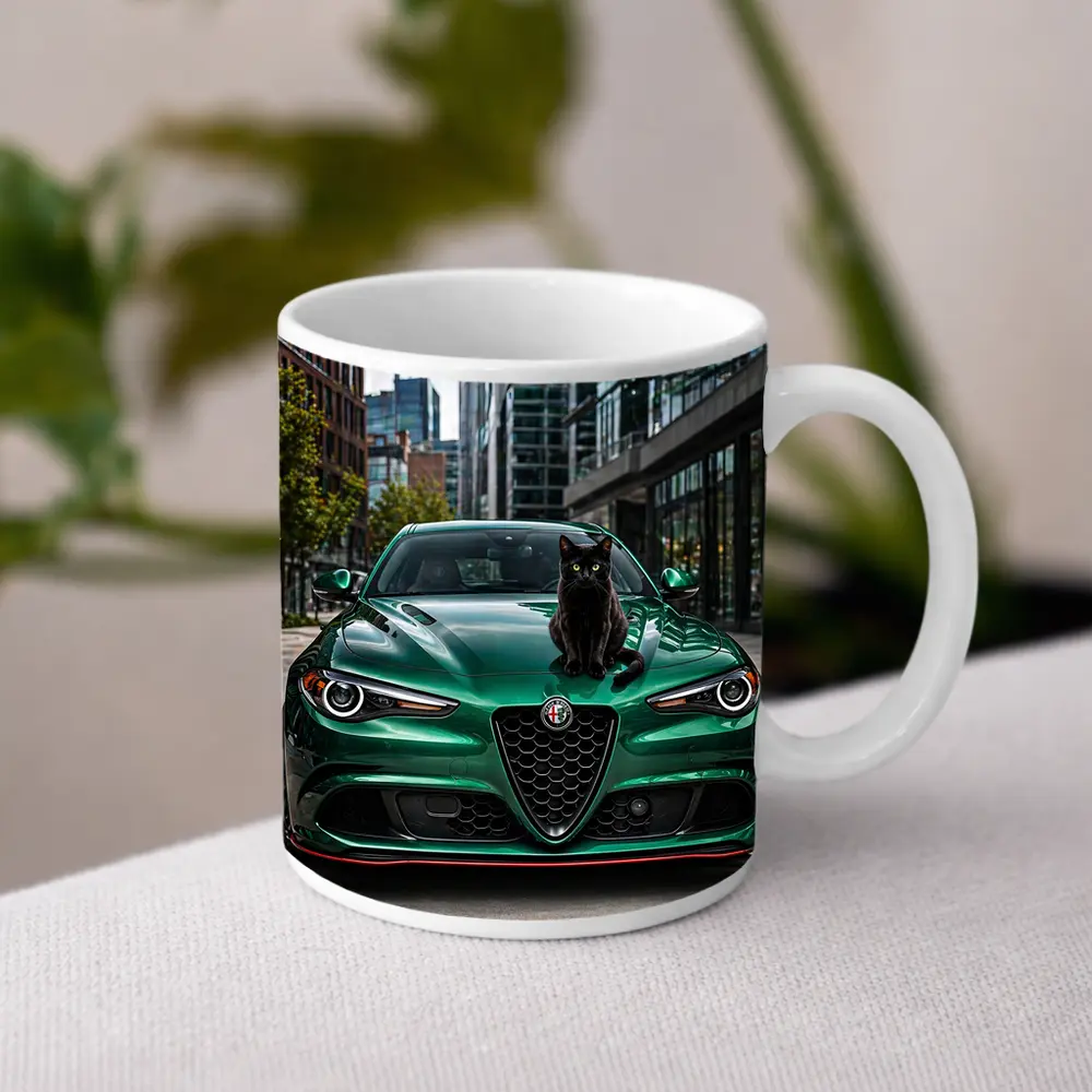Alfa Romeo Giulia Black Cat City Street – Mugs
