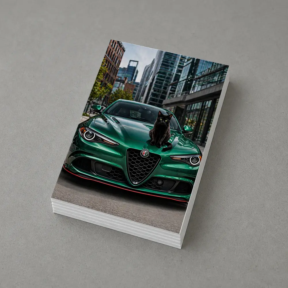 Alfa Romeo Giulia Black Cat City Street – Postcards