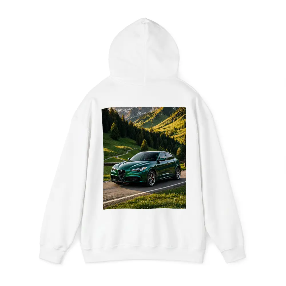 Alfa Romeo Stelvio Green Alpine Mountain Road – Hoodies