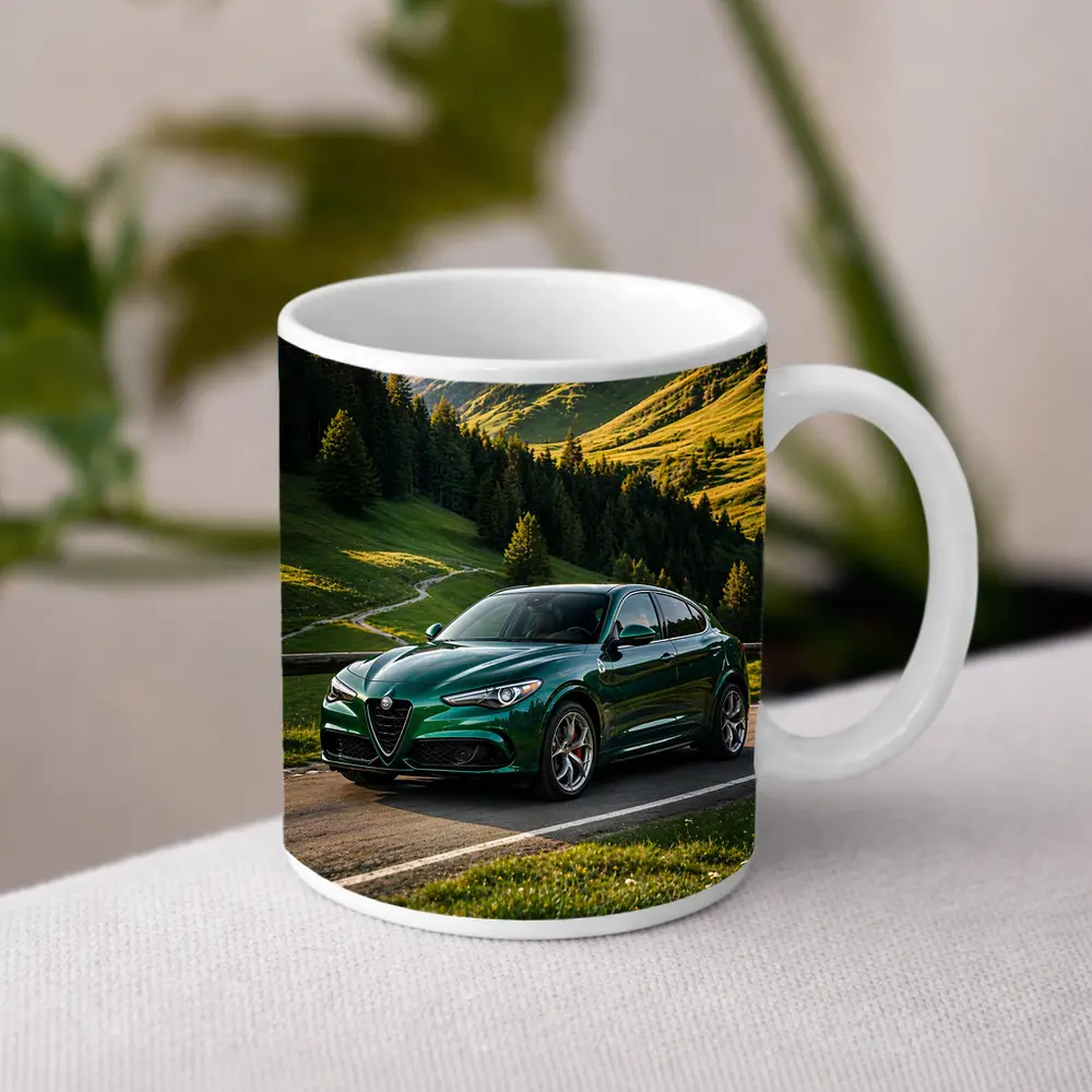 Alfa Romeo Stelvio Green Alpine Mountain Road – Mugs