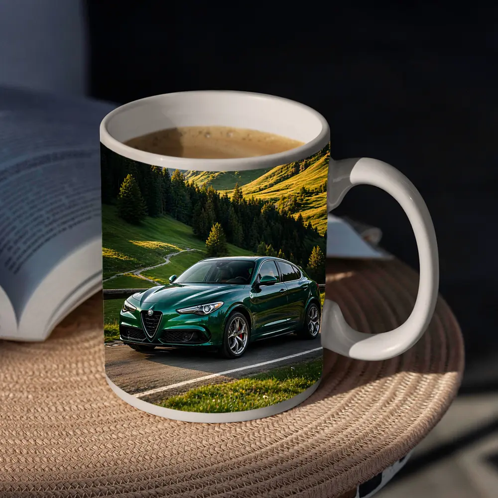 Alfa Romeo Stelvio Green Alpine Mountain Road – Mugs
