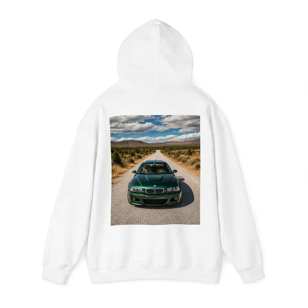 Green BMW M3 on Desert Road – Hoodies