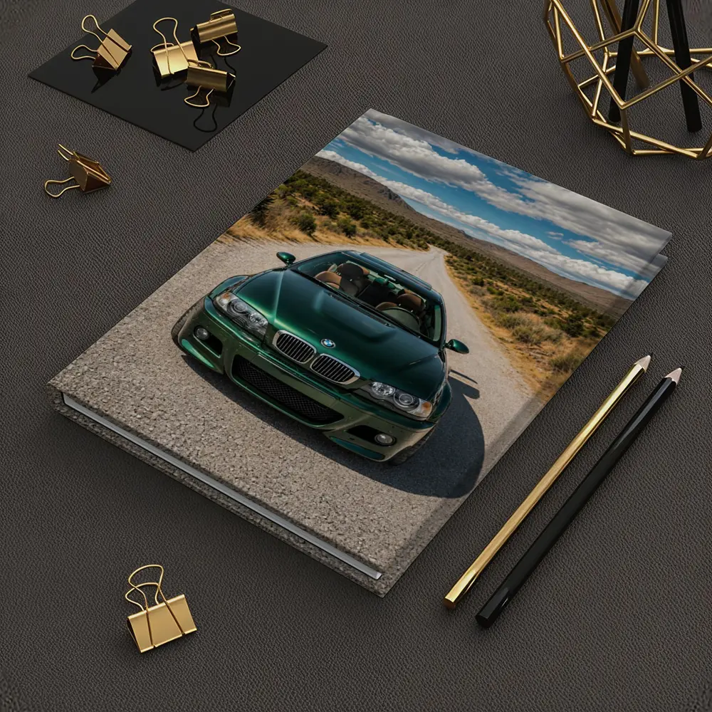 Green BMW M3 on Desert Road – Notebooks