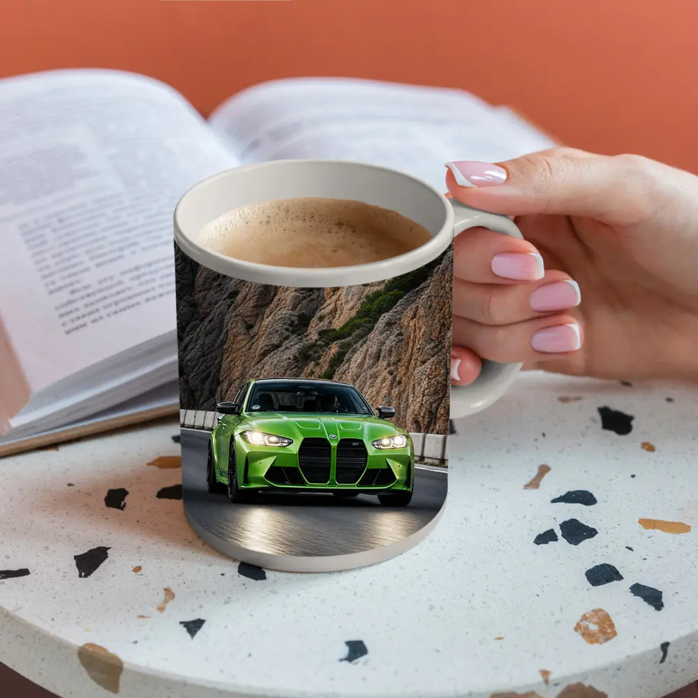 BMW M3 Green Sedan Rocky Mountain Road – Mugs