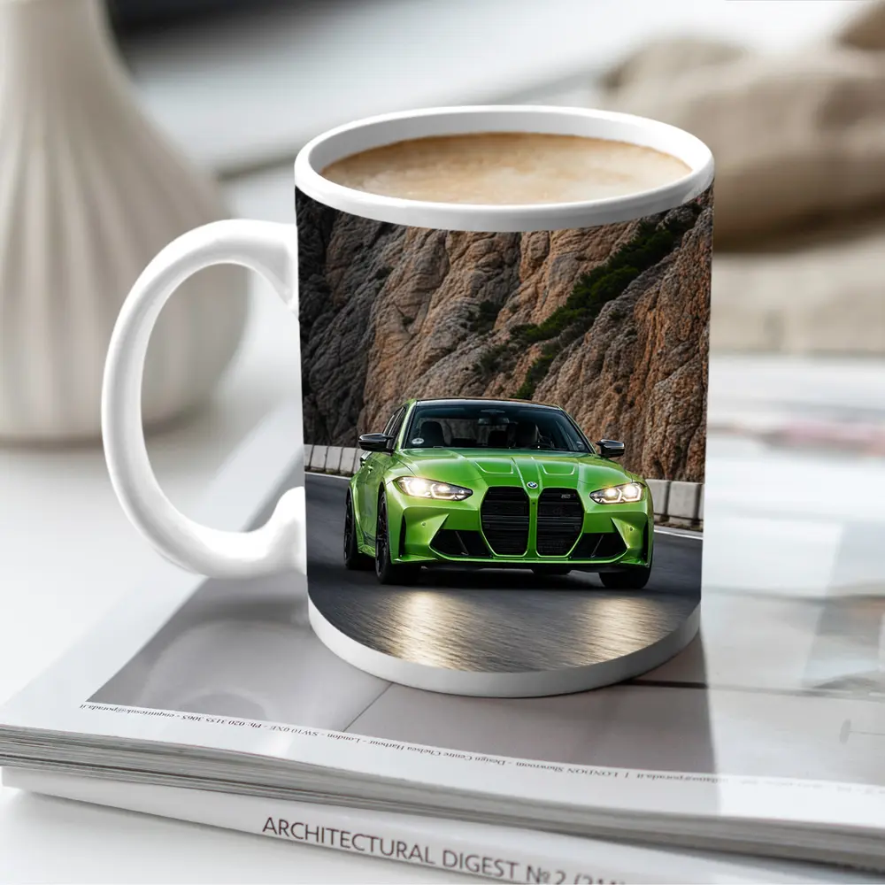 BMW M3 Green Sedan Rocky Mountain Road – Mugs