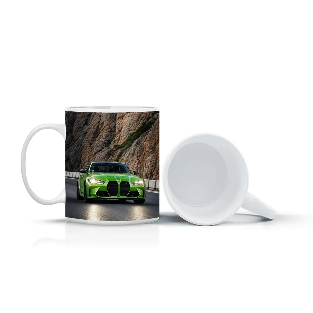 BMW M3 Green Sedan Rocky Mountain Road – Mugs