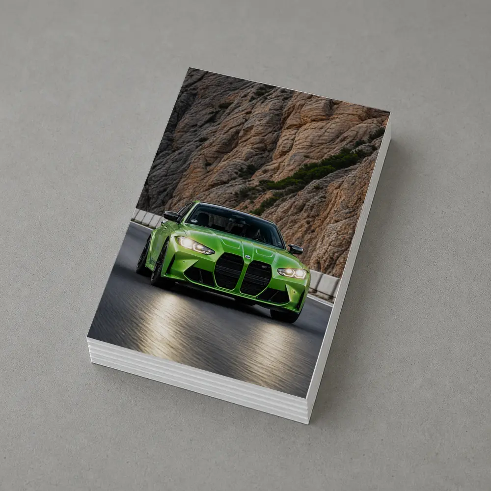 BMW M3 Green Sedan Rocky Mountain Road – Postcards