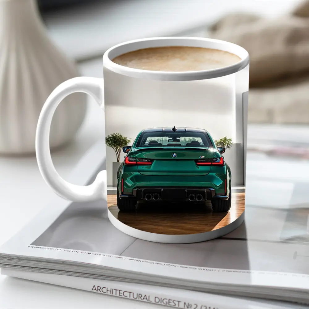 BMW M3 Green Rear View Indoor Showroom – Mugs