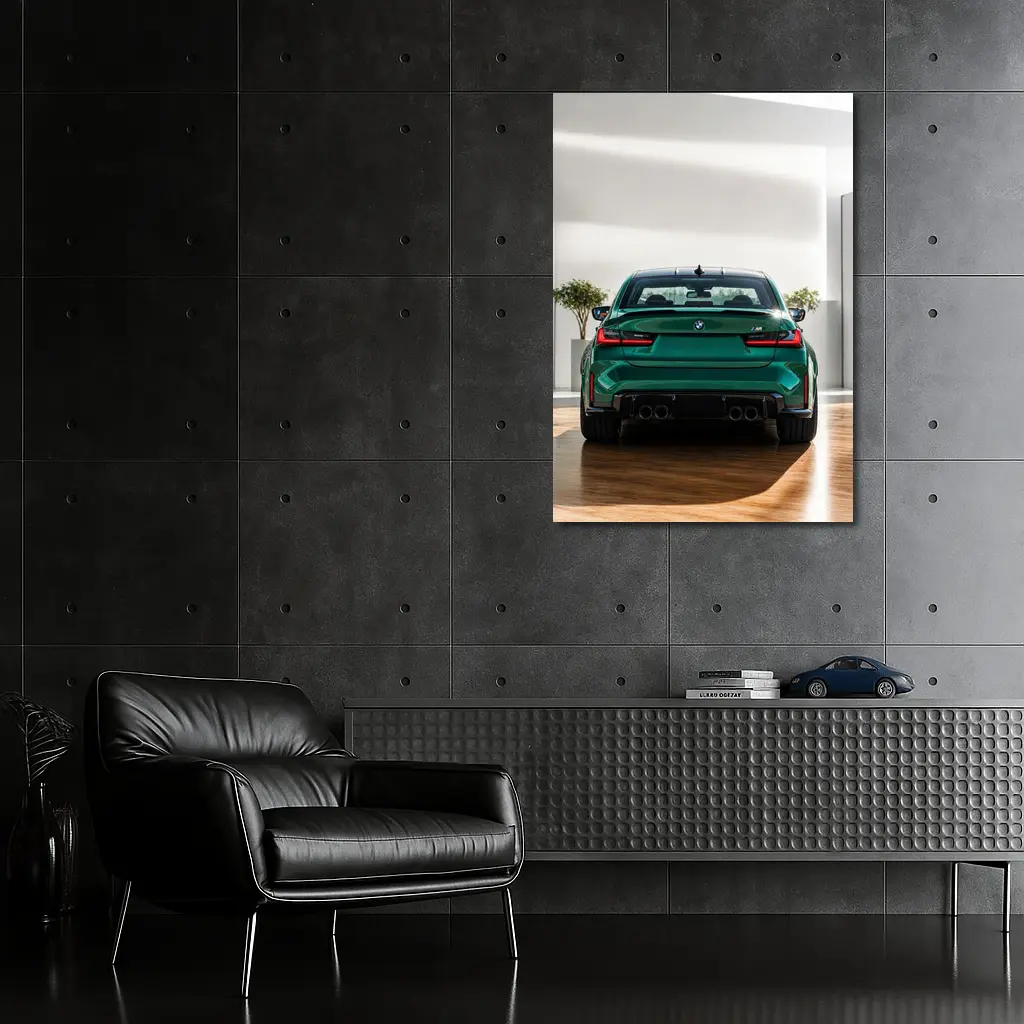 BMW M3 Green Rear View Indoor Showroom – Wall Art