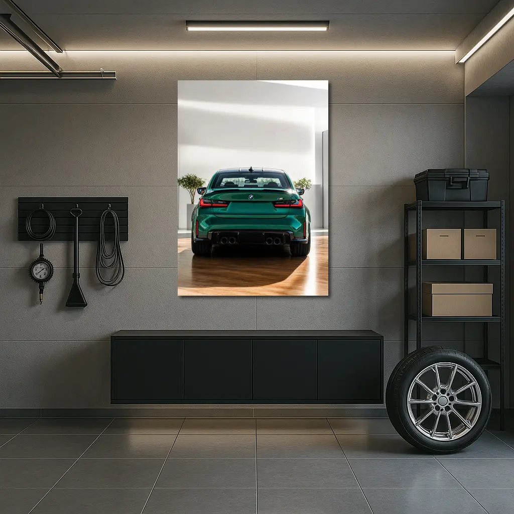 BMW M3 Green Rear View Indoor Showroom – Wall Art