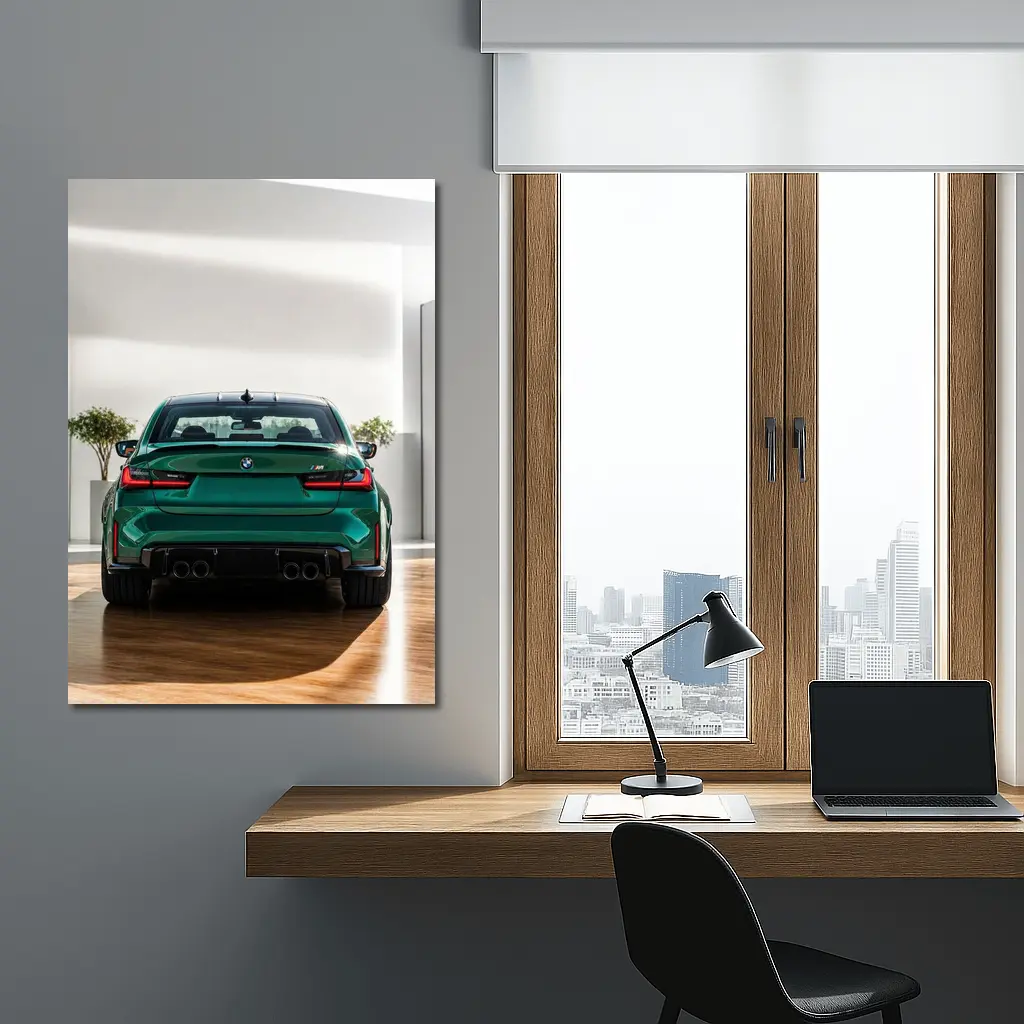 BMW M3 Green Rear View Indoor Showroom – Wall Art