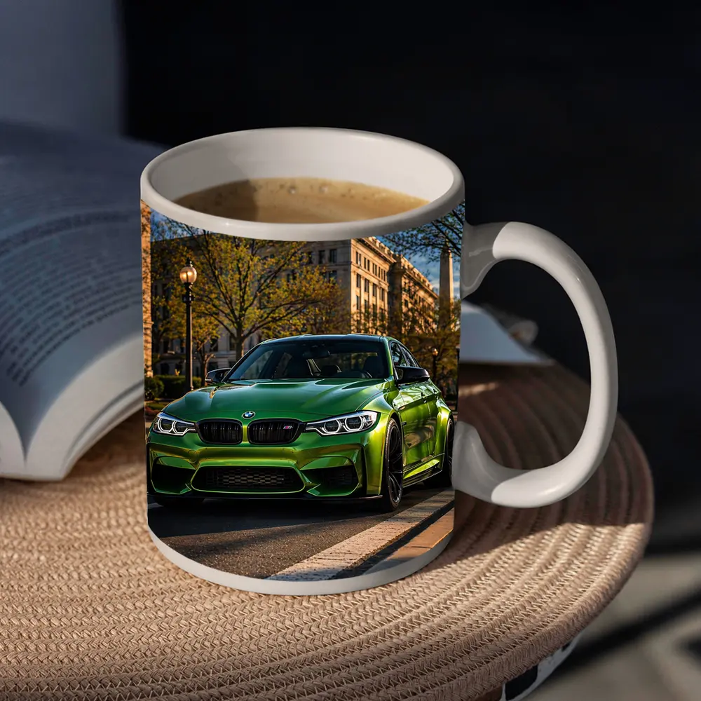 Green BMW M3 Urban Street Scene – Mugs