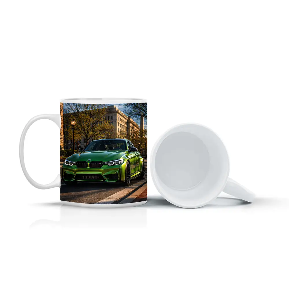Green BMW M3 Urban Street Scene – Mugs
