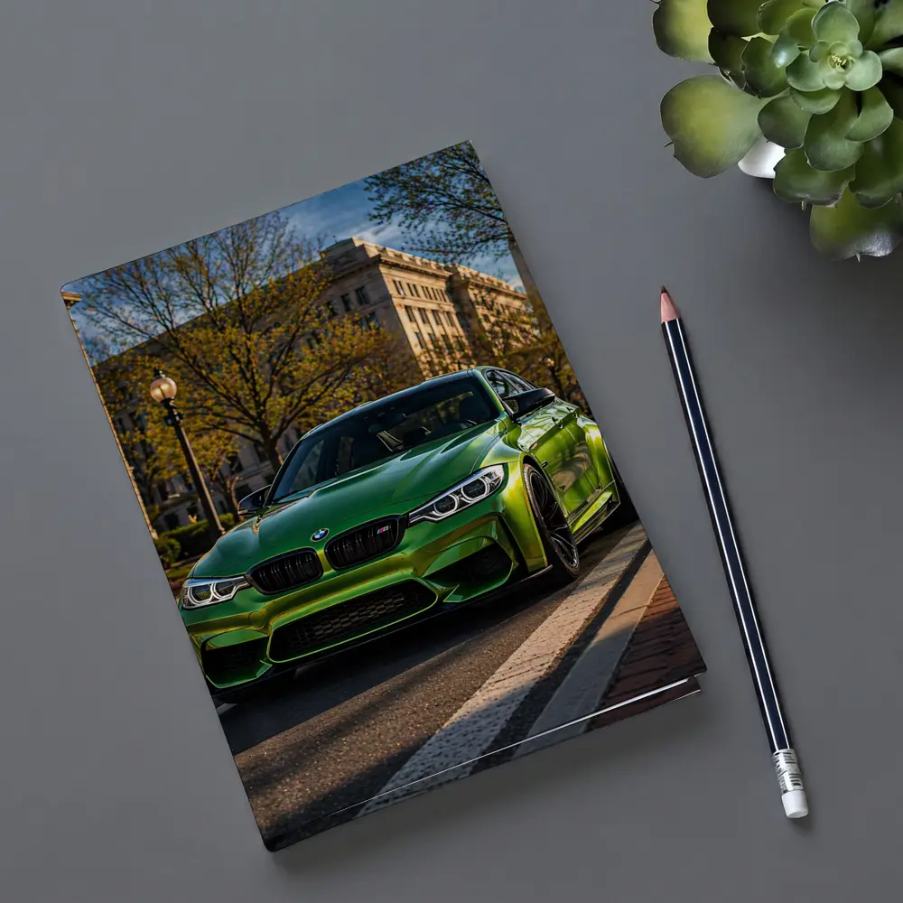 Green BMW M3 Urban Street Scene – Notebooks