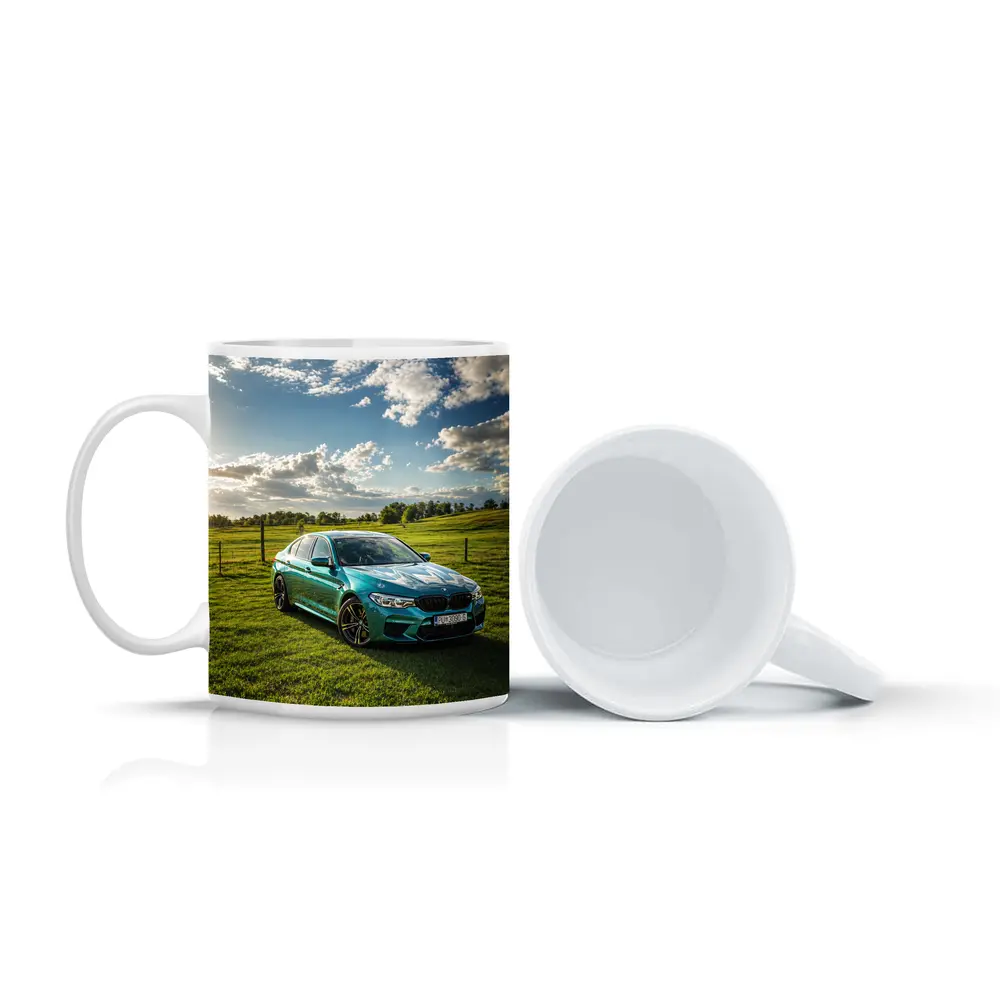 BMW M5 Teal Sedan Green Field Sky – Mugs
