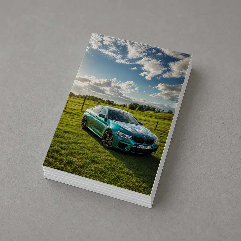 BMW M5 Teal Sedan Green Field Sky – Postcards
