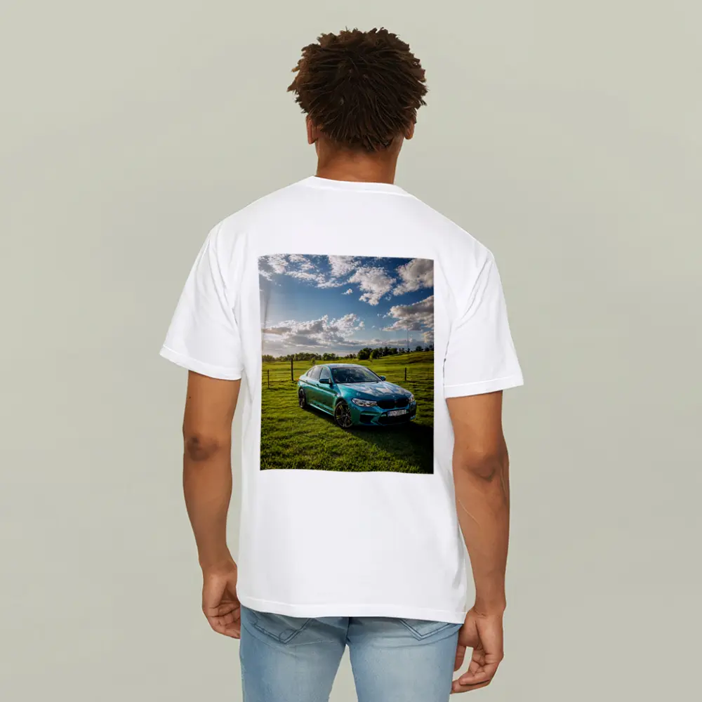 BMW M5 Teal Sedan Green Field Sky – T-Shirts