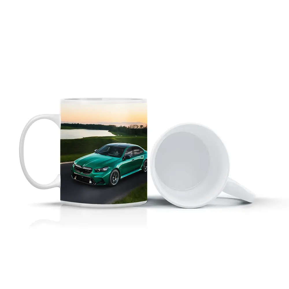 BMW M5 Green Sedan On Open Road – Mugs