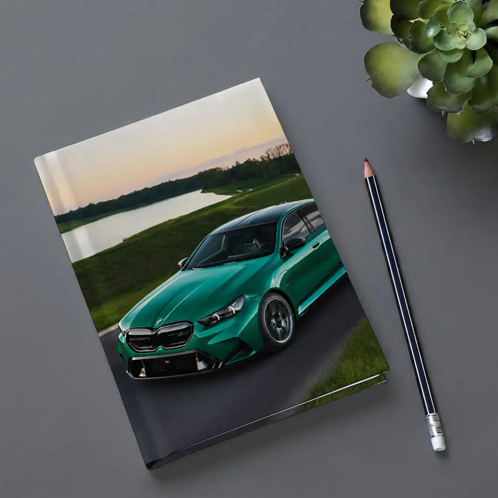 BMW M5 Green Sedan On Open Road – Notebooks