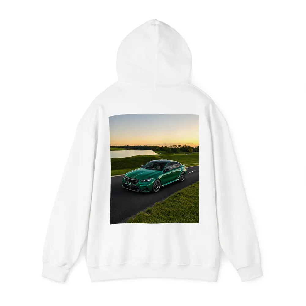 BMW M5 Green Sedan Sunset Road – Hoodies