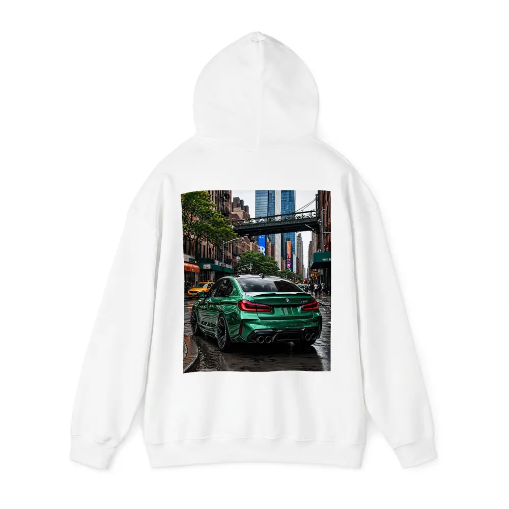 BMW M5 Green Rear New York Street – Hoodies