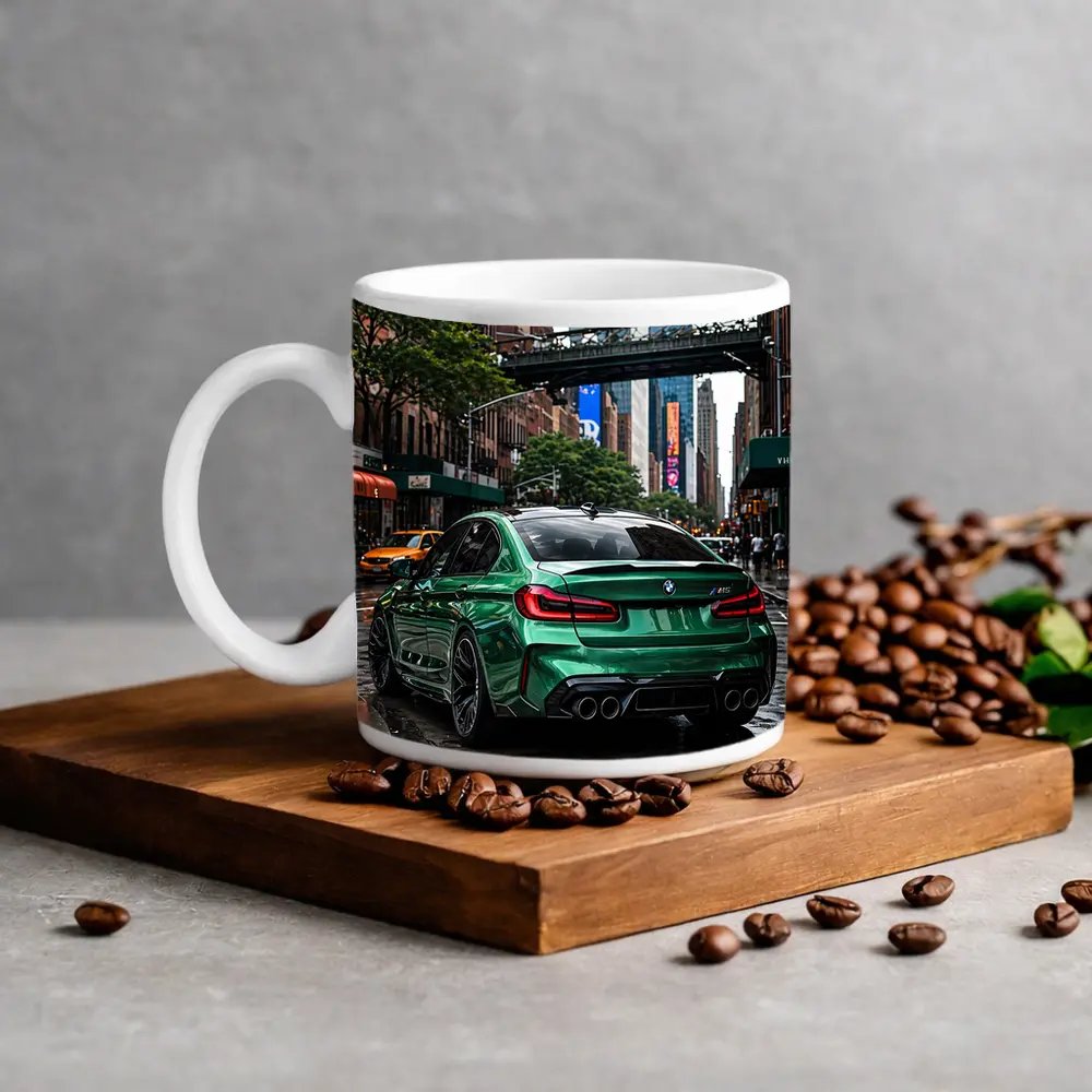 BMW M5 Green Rear New York Street – Mugs