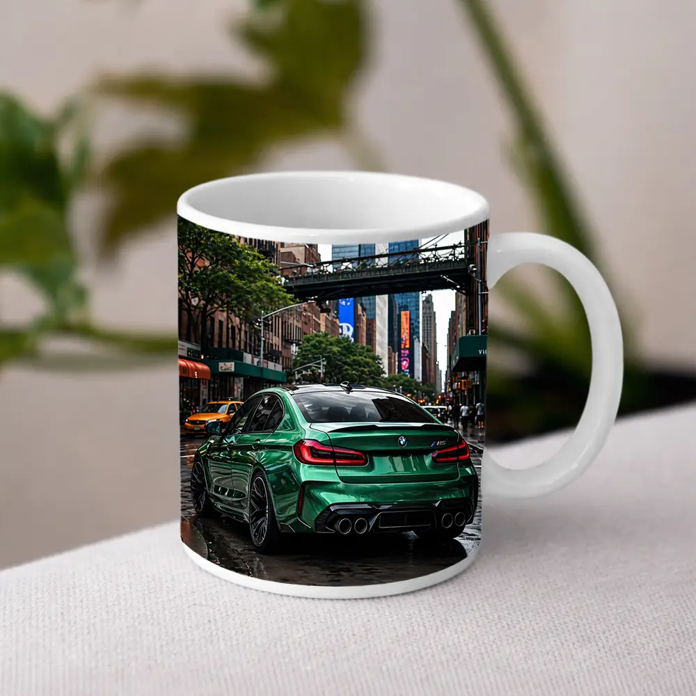 BMW M5 Green Rear New York Street – Mugs