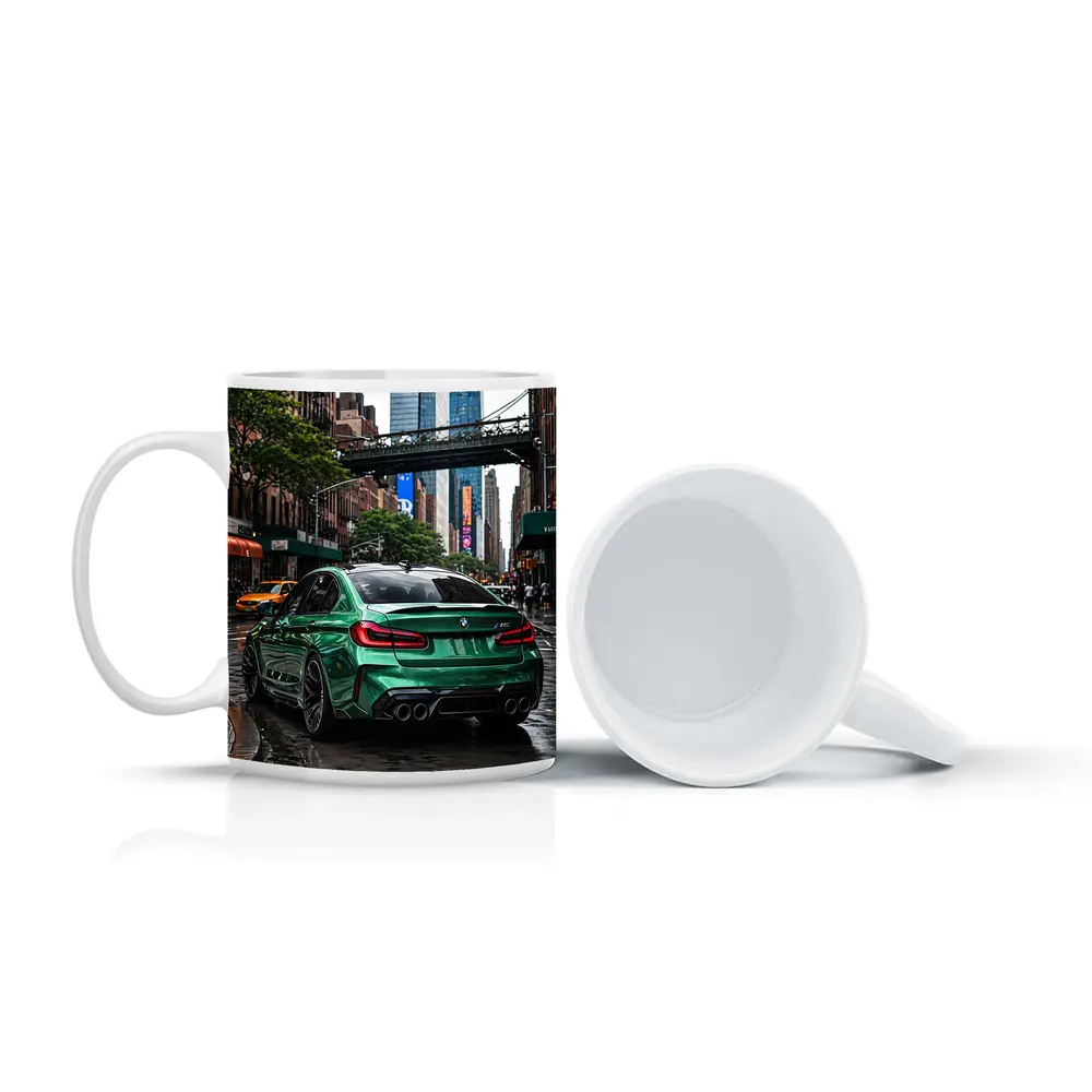 BMW M5 Green Rear New York Street – Mugs