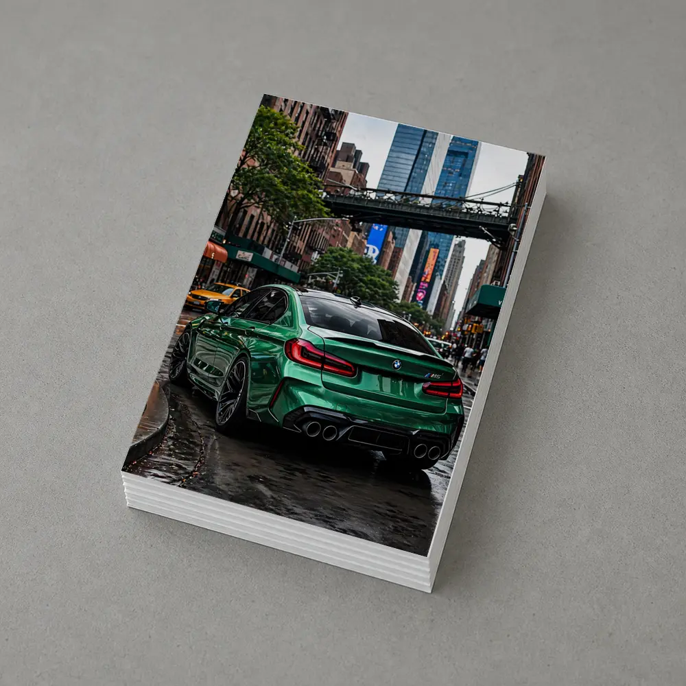 BMW M5 Green Rear New York Street – Postcards