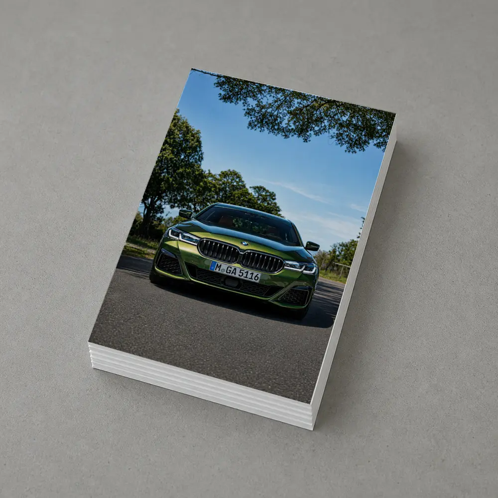 BMW 5 Series Green Front View Road – Postcards