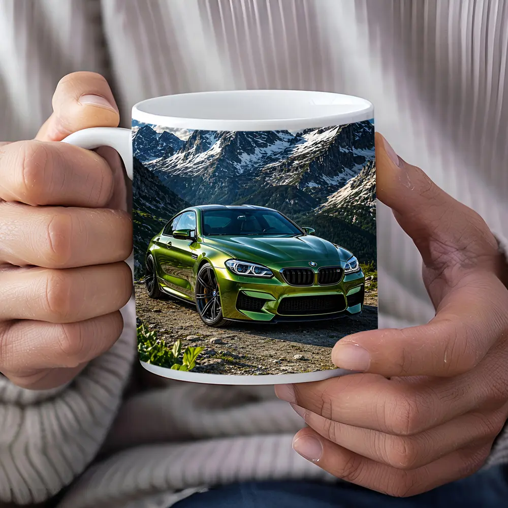 BMW M6 Green Mountain Rocky Landscape – Mugs