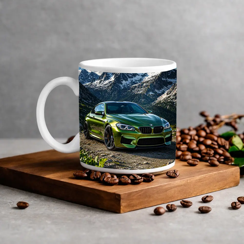 BMW M6 Green Mountain Rocky Landscape – Mugs