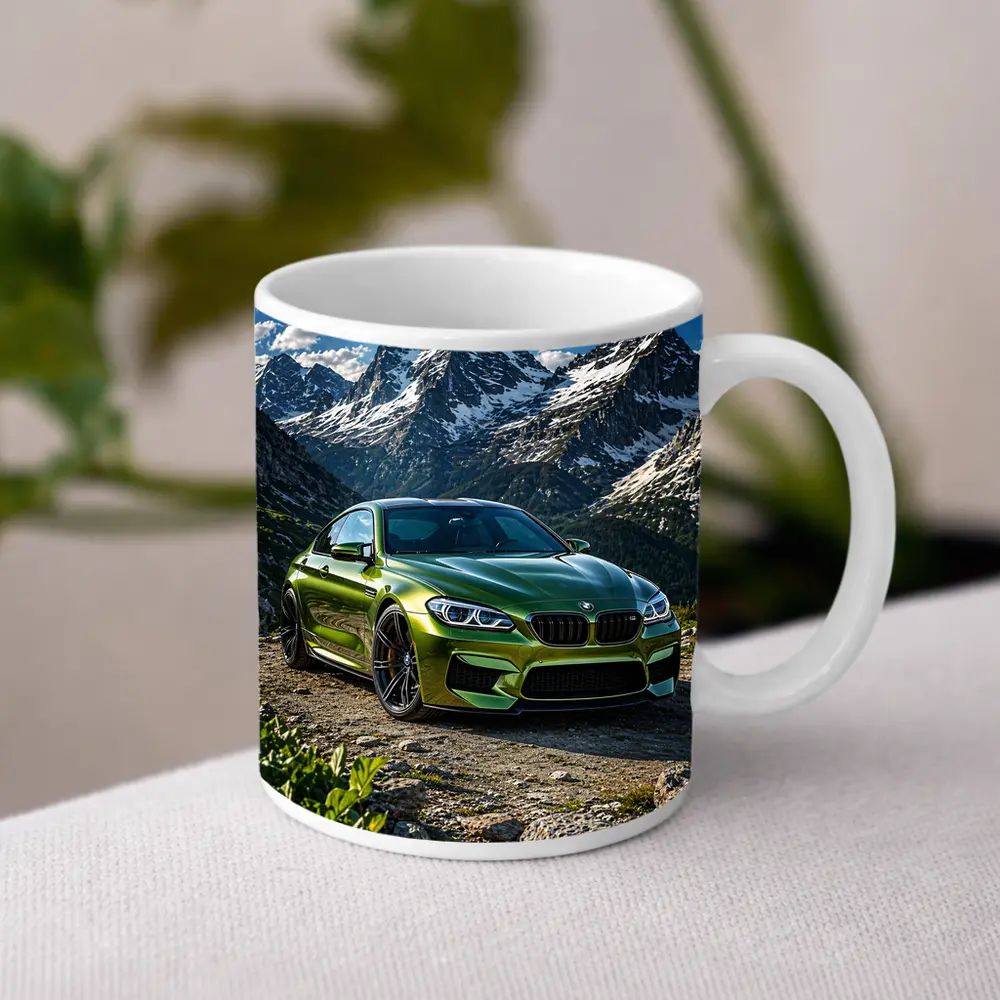 BMW M6 Green Mountain Rocky Landscape – Mugs