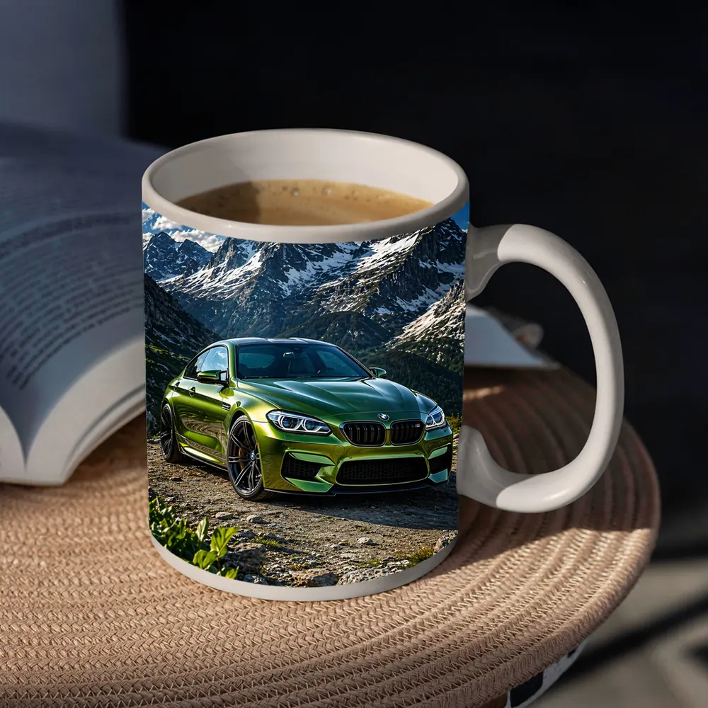 BMW M6 Green Mountain Rocky Landscape – Mugs
