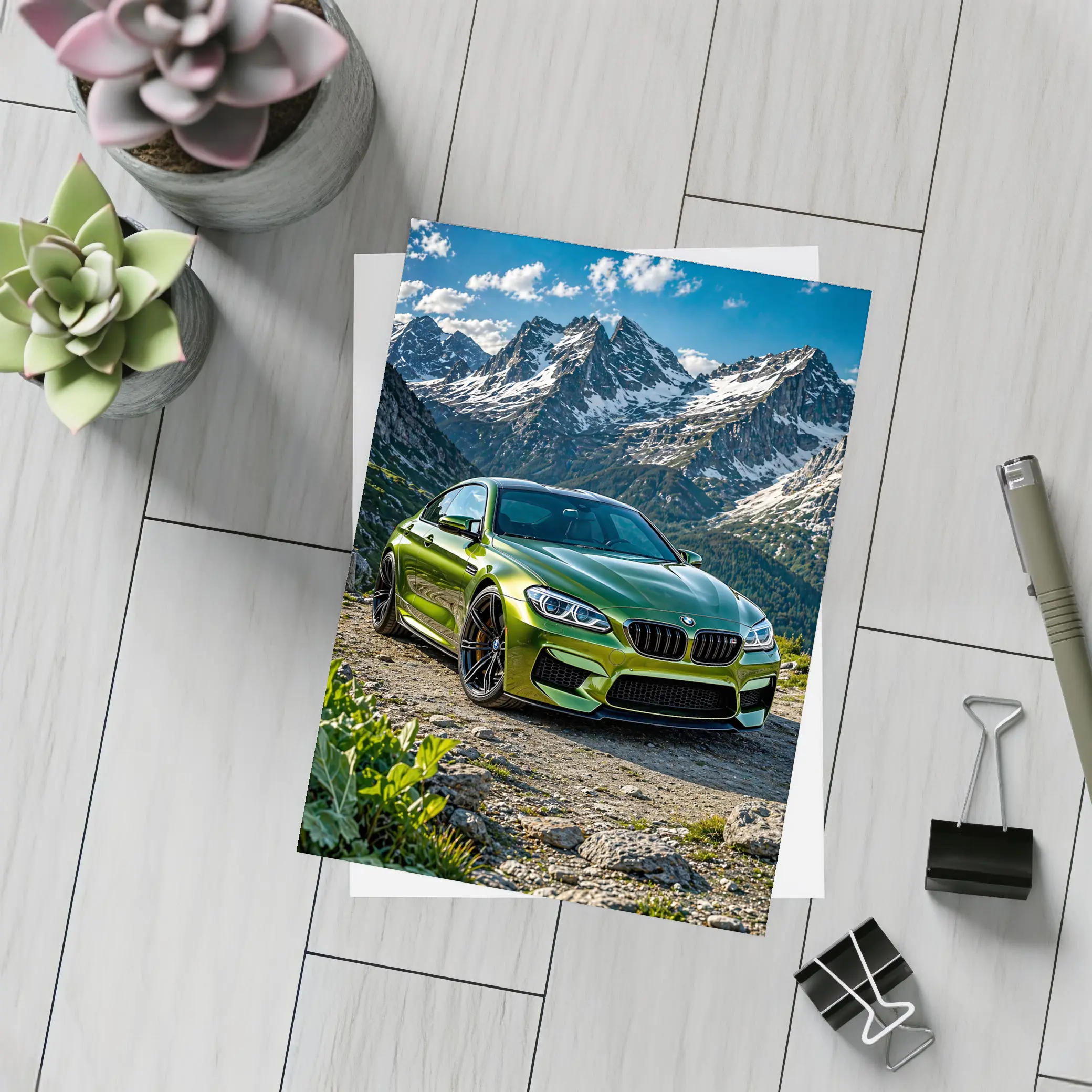 BMW M6 Green Mountain Rocky Landscape – Postcards