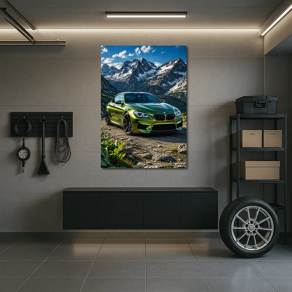BMW M6 Green Mountain Rocky Landscape – Wall Art