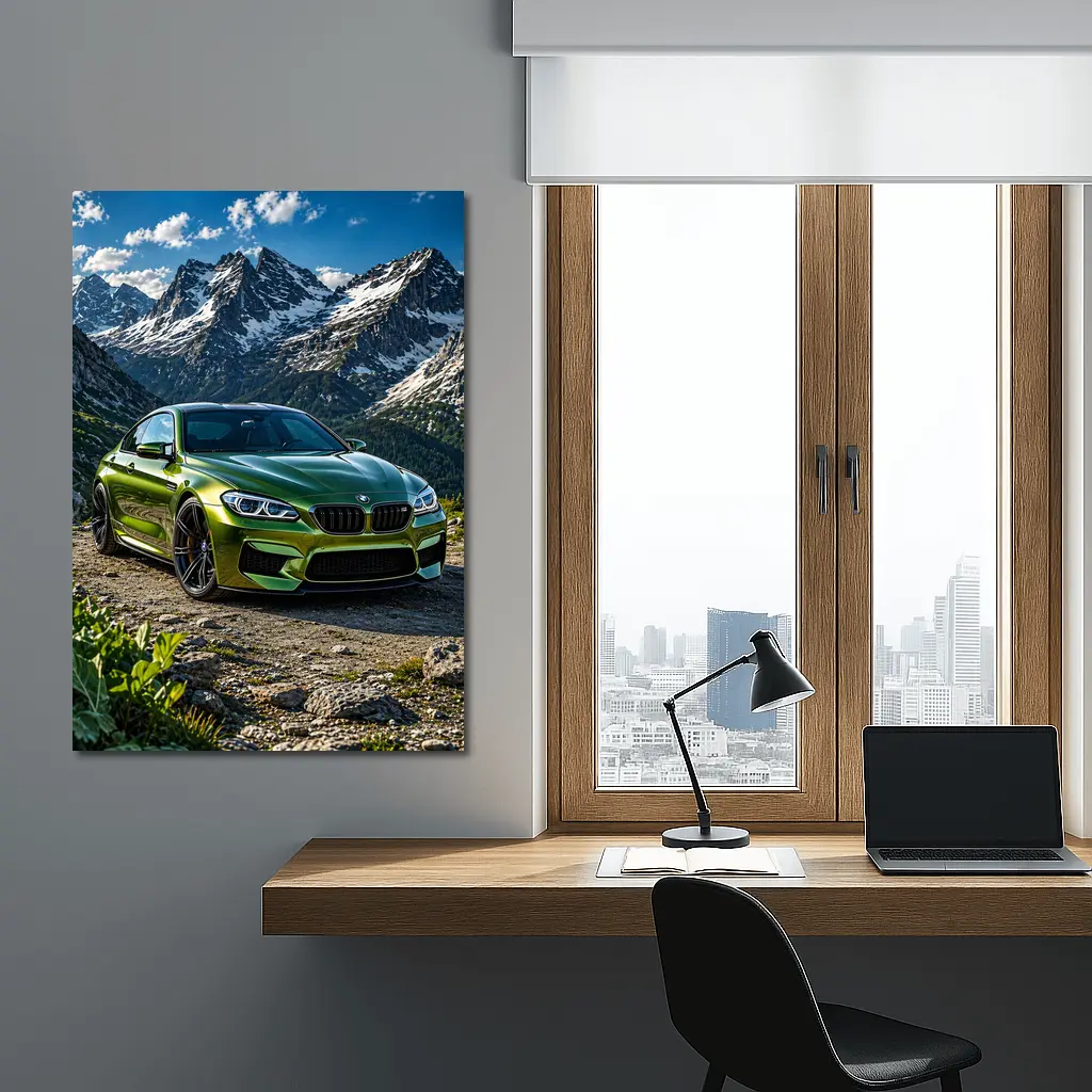 BMW M6 Green Mountain Rocky Landscape – Wall Art