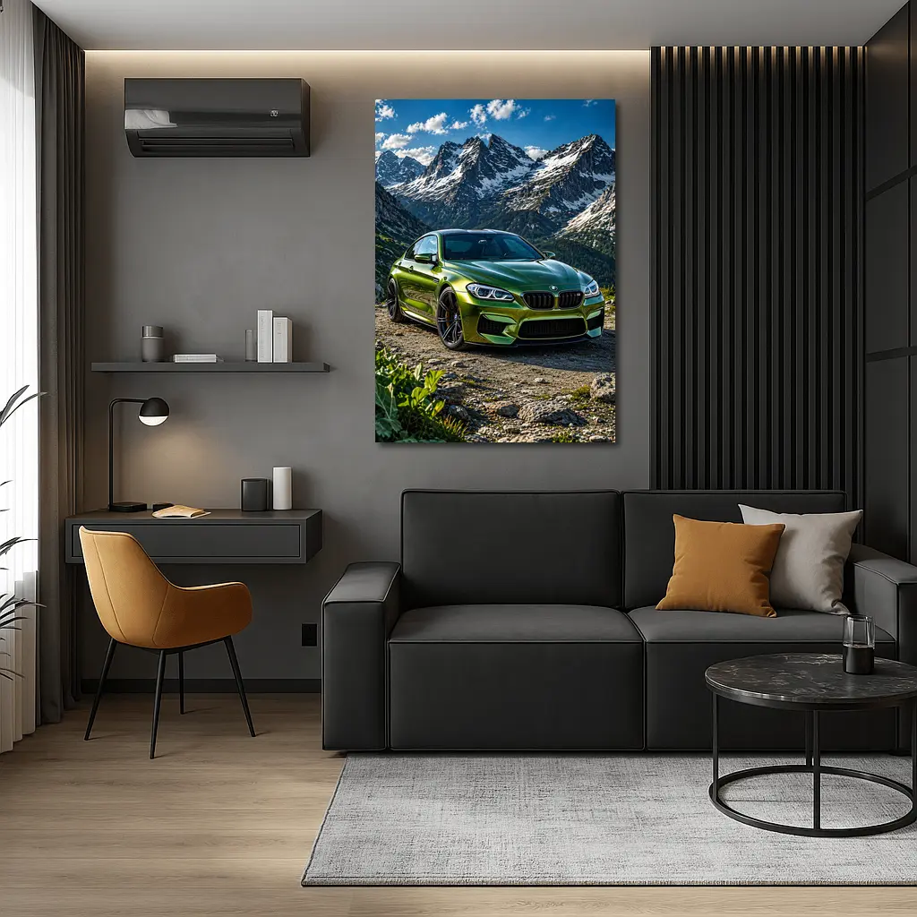 BMW M6 Green Mountain Rocky Landscape – Wall Art