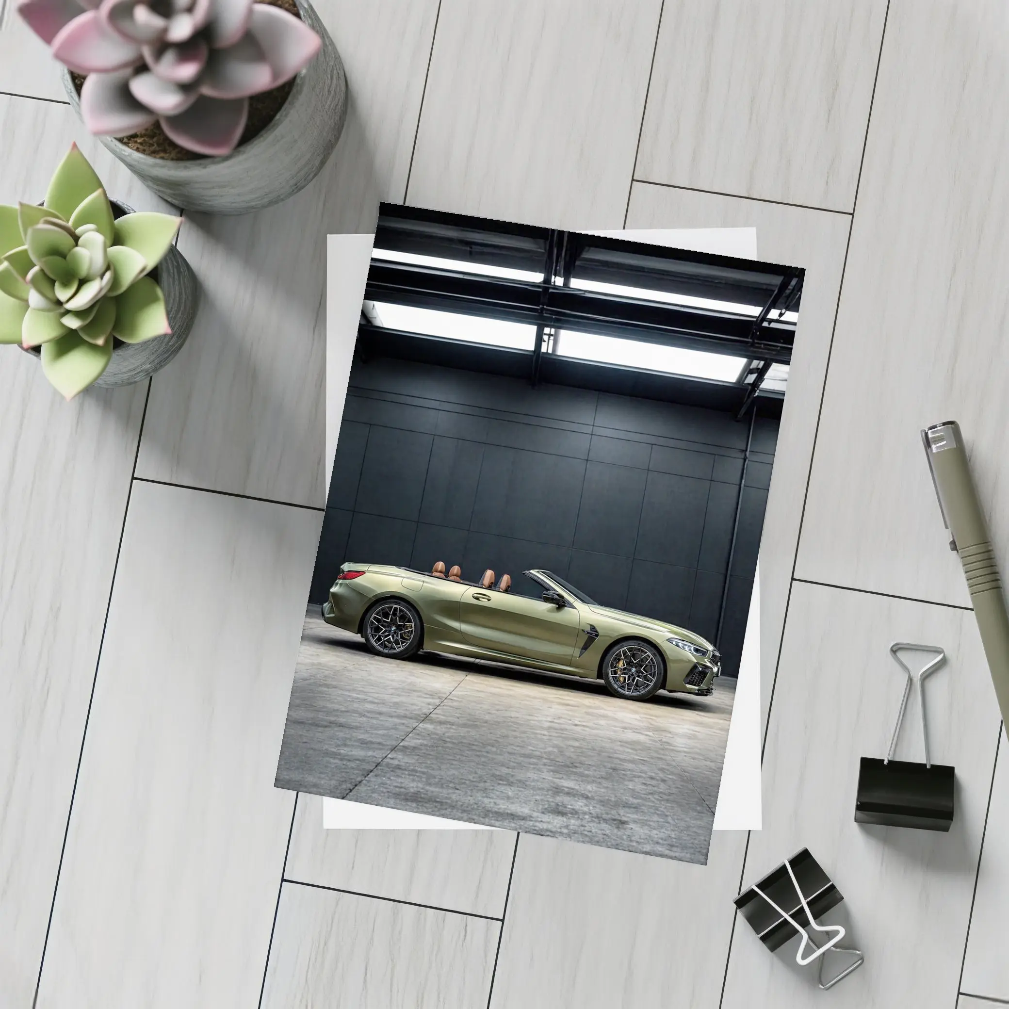 BMW M8 Convertible Olive Green Dark Studio – Postcards
