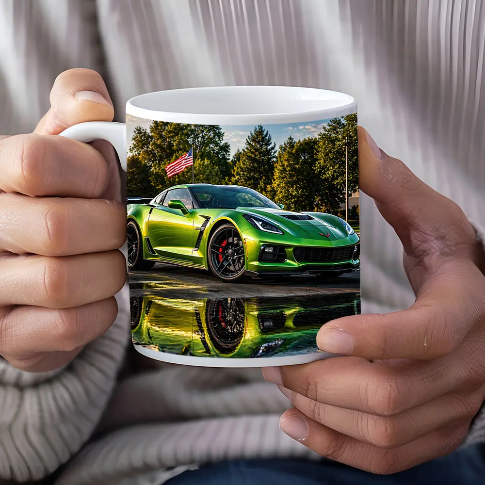 Green Chevrolet Corvette ZR1 American Flag – Mugs