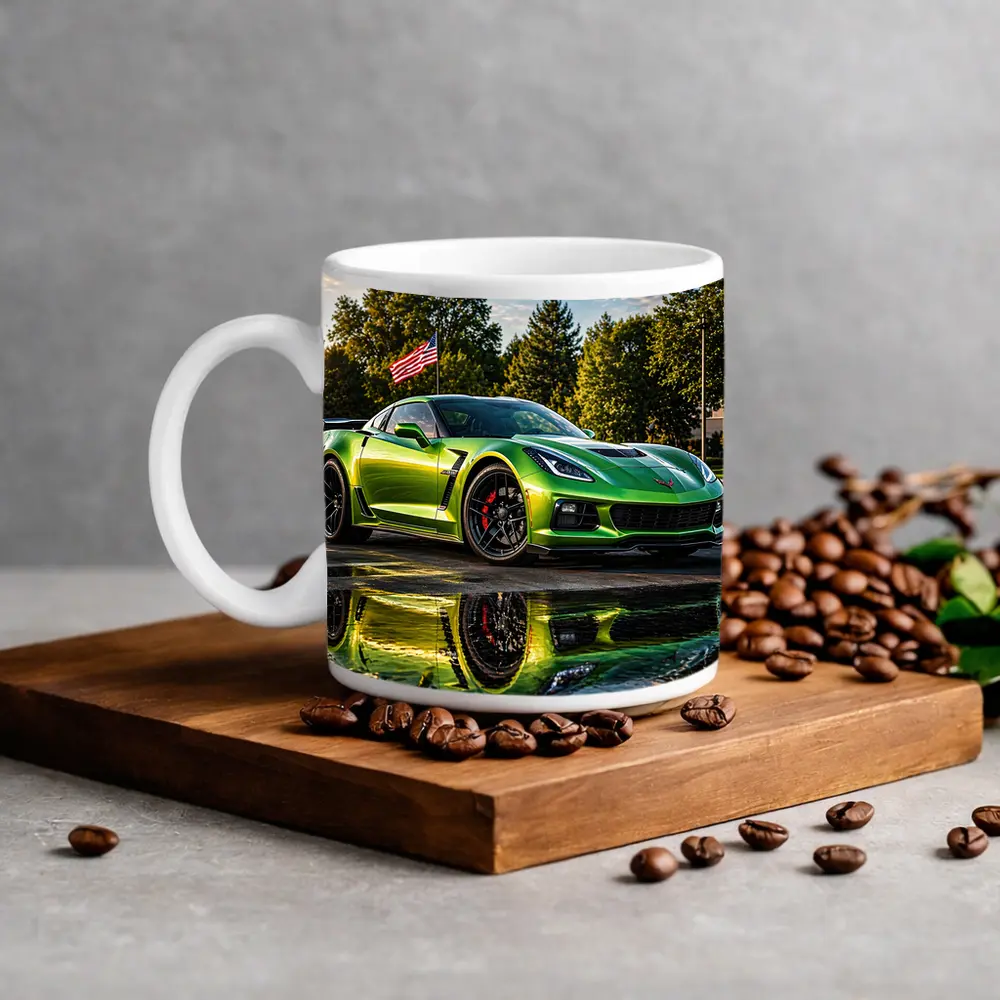 Green Chevrolet Corvette ZR1 American Flag – Mugs