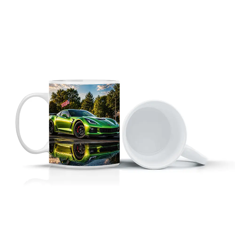 Green Chevrolet Corvette ZR1 American Flag – Mugs